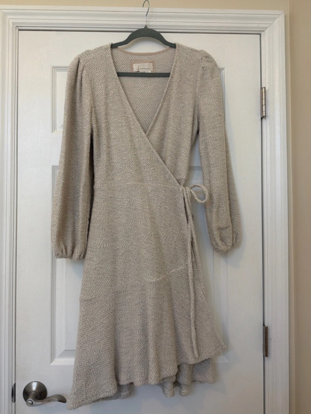 Beige Anthropologie Wrap Sweater Dress